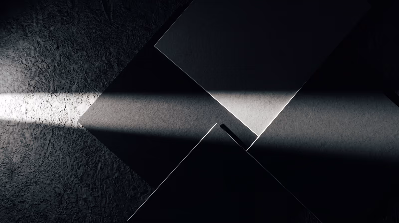 Paper boards lit by a hard directional light