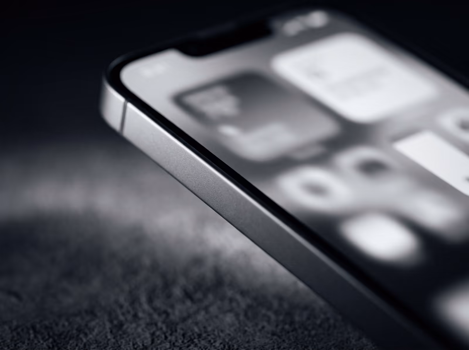 Close crop of a screen edge, interface shapes defocused
