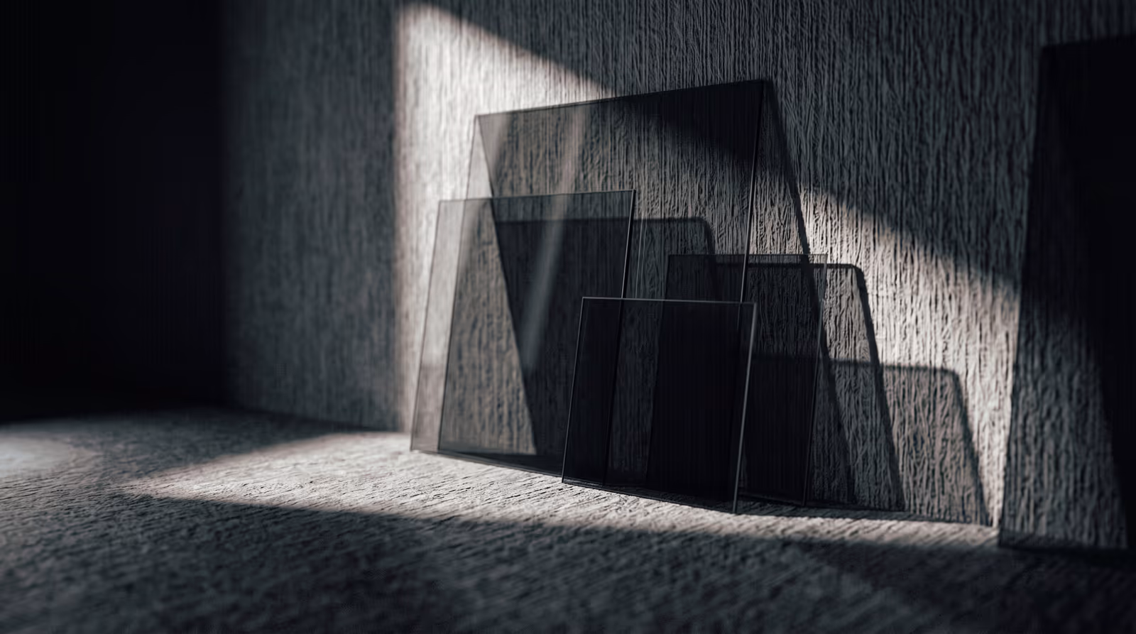 Panes of glass casting overlapping shadows