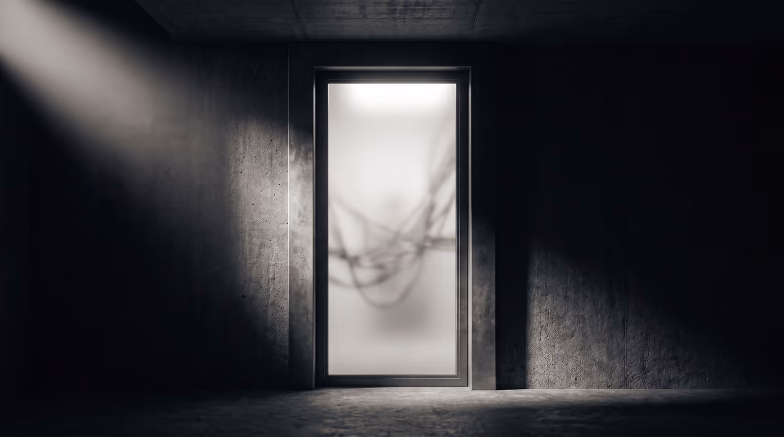 A frosted glass panel lit from behind