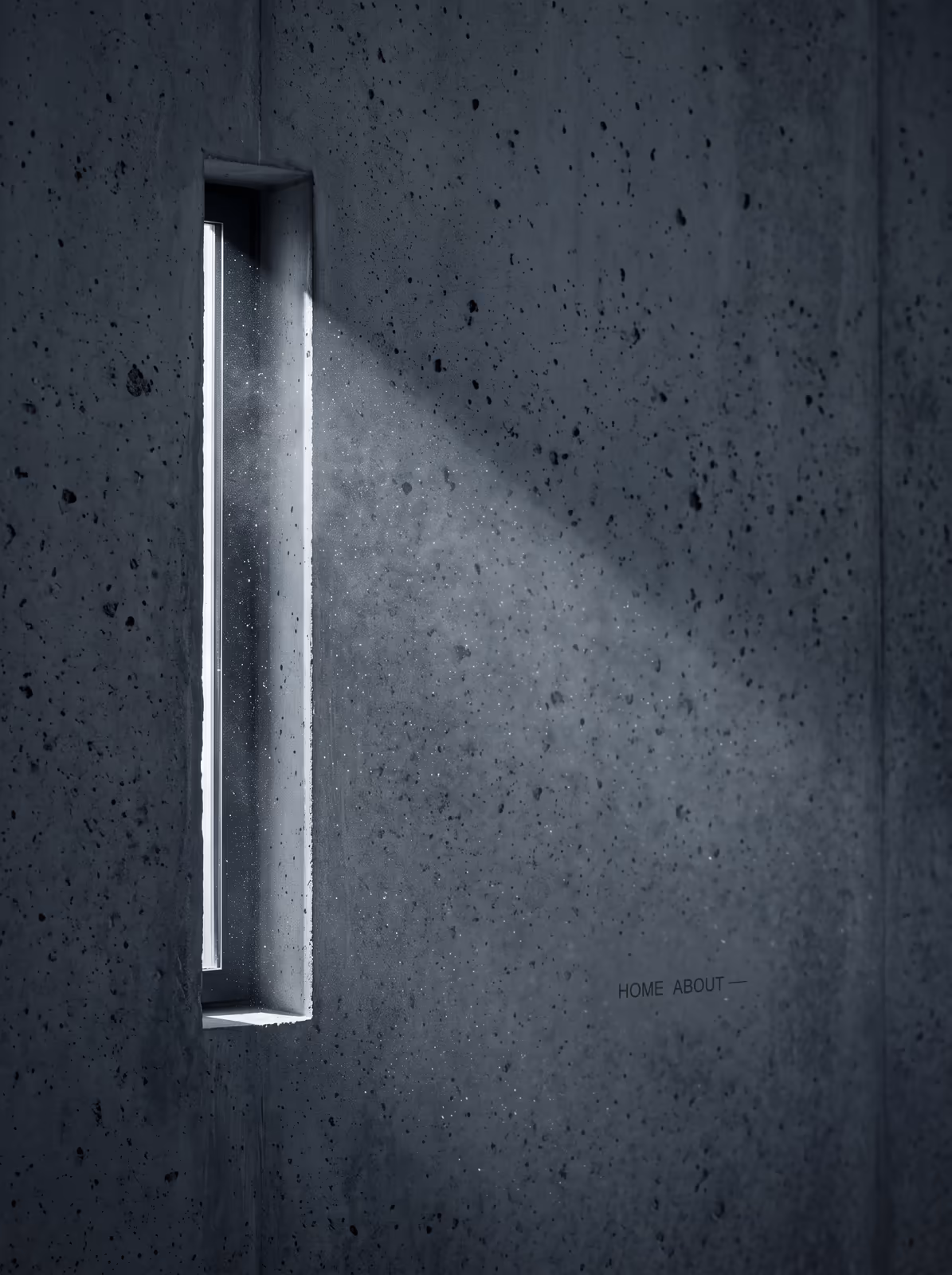A narrow slot cut through a concrete wall